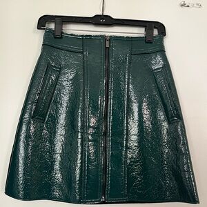 NWT Paul & Joe Sister faux leather Green crinkle skirt. Sz 2 Edgy